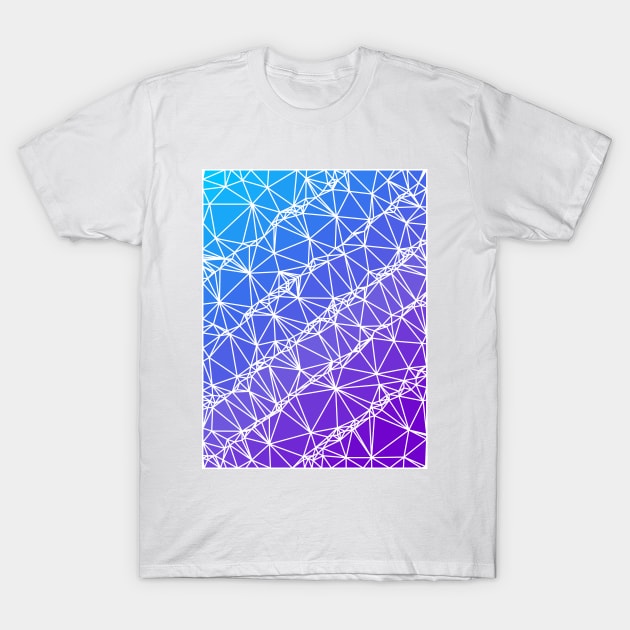 Blue to Purple Wireframe Geometric Abstract Artwork T-Shirt by love-fi